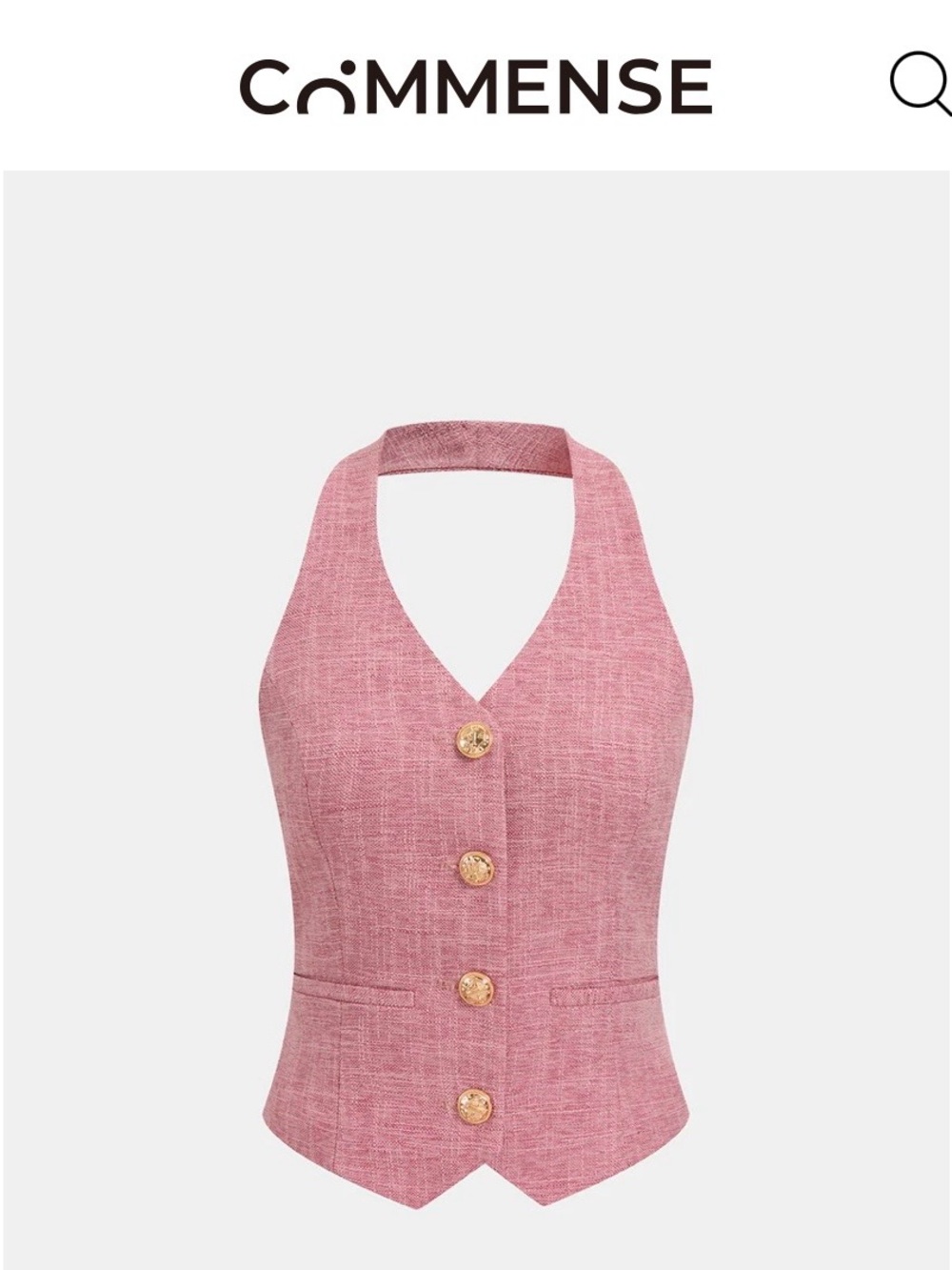 NWT COMMENSE Pink Halter Vest & Wide Leg Pants Set